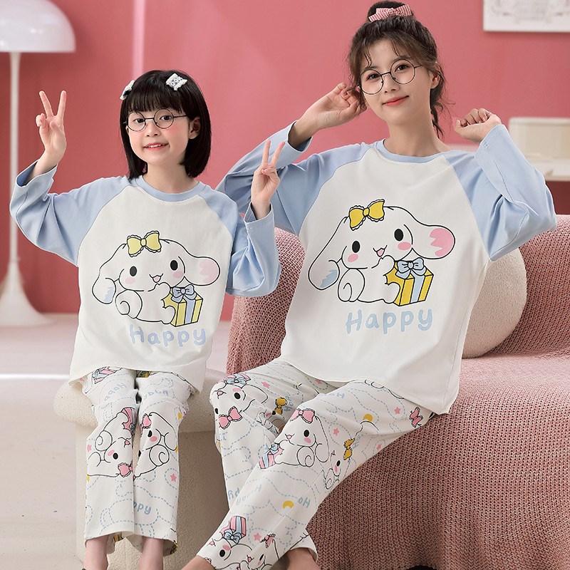 儿童睡衣女童长袖纯棉春秋季卡通女孩中大童母女亲子装家居服套装
