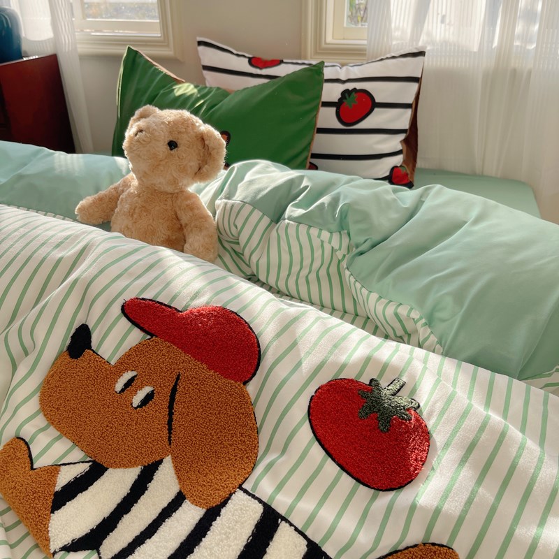 水洗棉磨毛四件套家用卧室被套单件床单床笠款床上用品宿舍单人