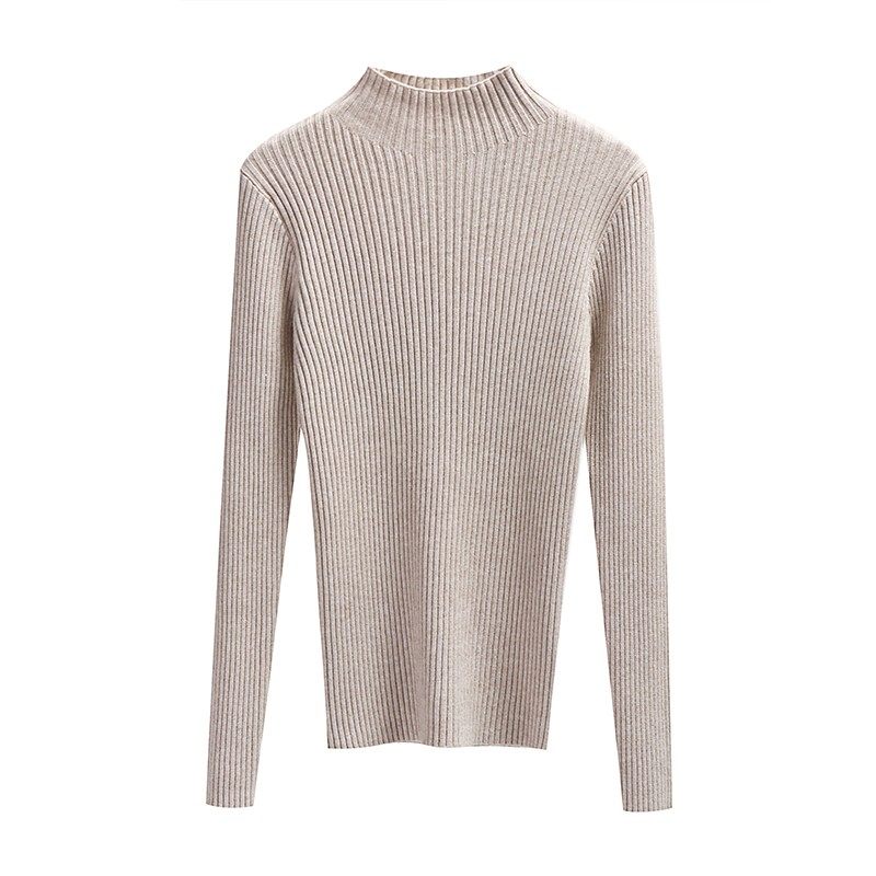 半高领针织衫女2021秋冬紧身内搭加厚黑色毛衣长袖套头打底衫上衣