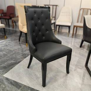 售楼处会谈椅酒店餐椅休闲椅极简实木皮餐椅餐厅咖啡厅大堂接待椅