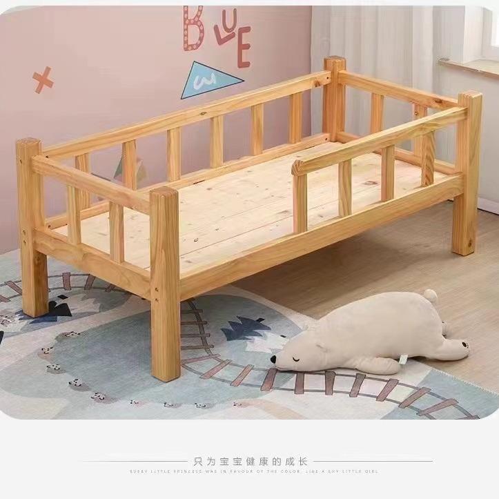 幼儿园午休床单层离地30cm儿童实木单人早教松木护栏叠床公寓床