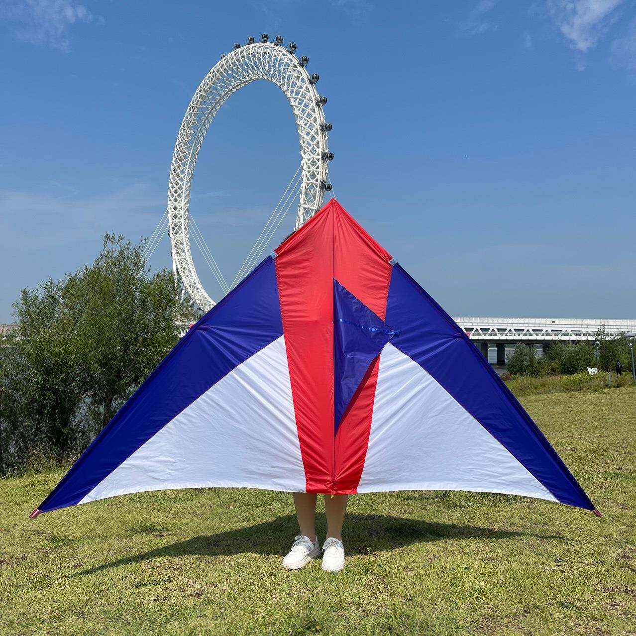 潍坊金鹏风筝直销量大优红白大三角大草原树枝杆微风易飞kite