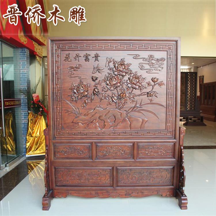 木雕座屏现代仿古木雕座屏古典落地木雕座屏手工雕刻