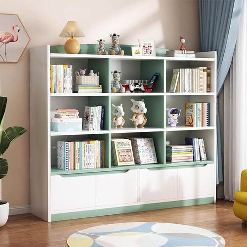 学生书架家用置物架宝宝书柜阅读架落地简易玩具收纳矮柜子储物柜