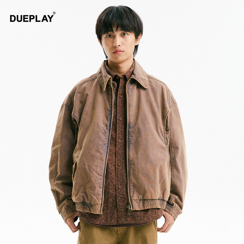 【明星郑恺潮牌】春秋新款美式复古夹克重磅豹纹印花宽松外套男款,男装,夹克,淘宝优惠券,粉丝福利购,淘宝优惠卷