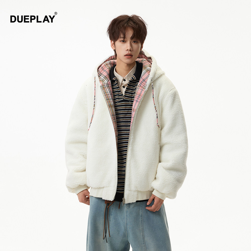 【明星郑恺潮牌】冬季新款保暖夹棉连帽羊羔绒外套男款加厚棉服,男装,棉衣,淘宝优惠券,粉丝福利购,淘宝优惠卷