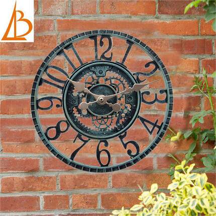 12寸户外防水树脂挂钟客厅花园装饰挂钟简约wallclock钟表