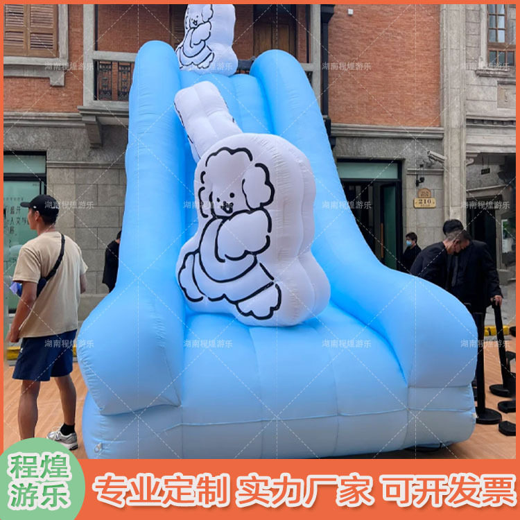 充气卡通滑滑梯气模装饰海浪拱门创意美陈滑梯人偶广告IP美陈模型