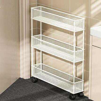 卫生间夹缝置物架门后超窄缝隙收纳柜浴室12cm极窄小推车款