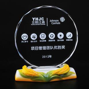 阿法瓷陶瓷水晶荣誉奖杯内雕奖杯奖牌年会颁奖纪念品奖座