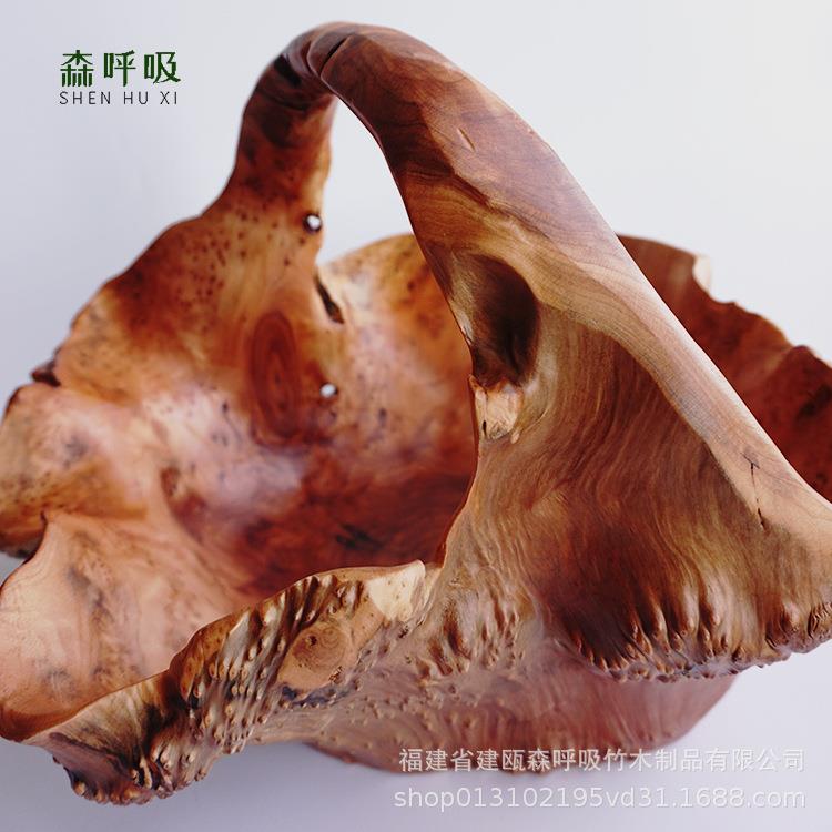 实木根雕果篮果盘菜篮满瘤树根整木雕刻天然木制手提果盆客厅摆件
