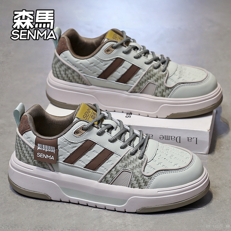 SENMA/森马2025新款男士薄荷曼波板鞋时尚百搭潮流低帮情侣小白鞋