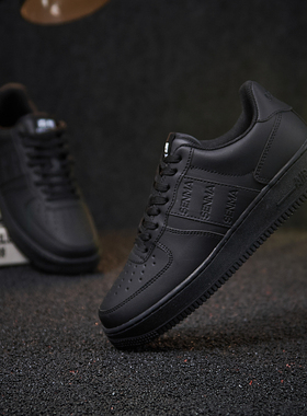 SENMA/森马男鞋春秋空军板鞋黑武士全黑色女鞋复古轻便百搭国潮牌