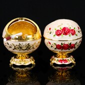 北欧复古创意合金球形带盖卧室可爱烟灰缸怀旧个性 办公室防风烟盅