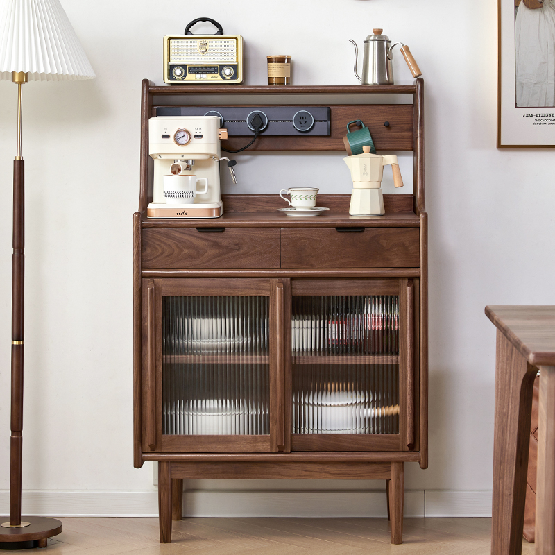 北美黑胡桃木餐边柜小户型实木餐厅储物柜收纳柜客厅茶水柜展示柜