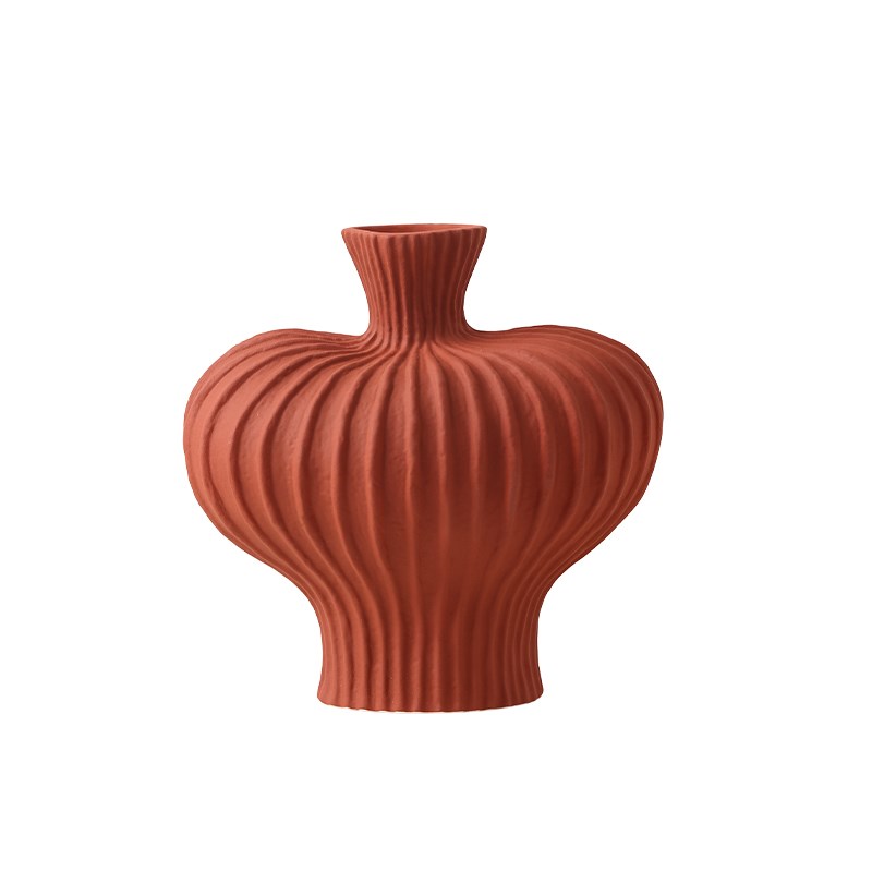 侘寂风岱赭陶瓷花瓶摆件客厅插花干花艺术民宿茶室装饰景德镇花器