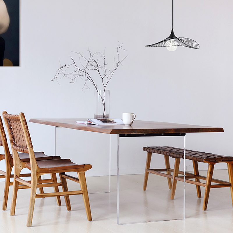 定制压克力透明桌腿脚大板桌支架茶台办公桌餐桌吧台岩板支撑脚