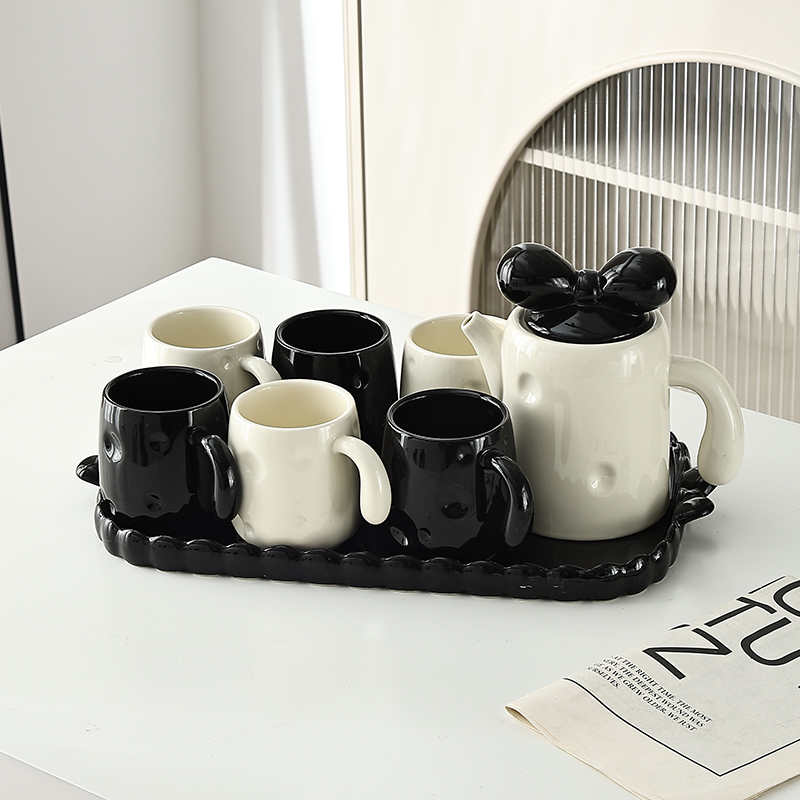 陶瓷水具套装家用杯子客厅水杯乔迁新居水壶茶杯杯具茶具奶油风