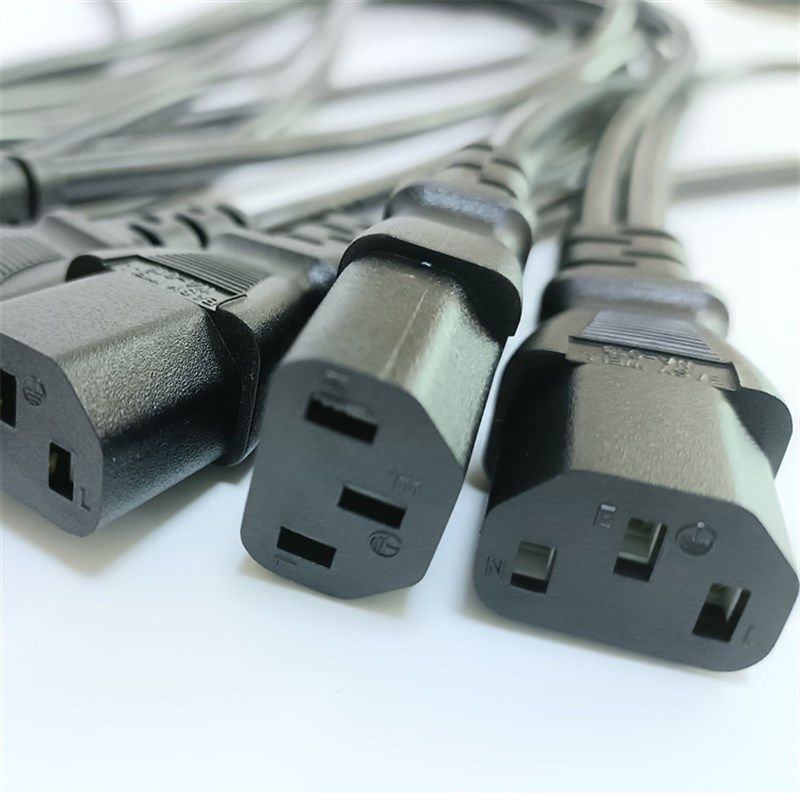 3C认证国标弯头一分十品字尾C13连接器1拖10机房主机多头电源线