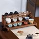 异丽柚木茶杯架实木茶具茶壶紫砂壶收纳架中式 多宝阁桌面小博古架