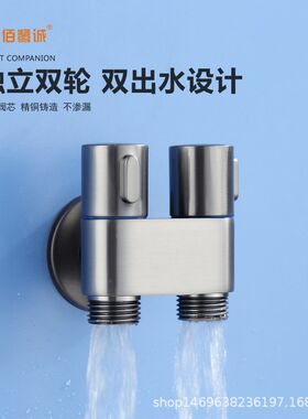 佰鹭诚枪灰增压喷水枪妇洗器软管铜一进二出角阀迷你马桶伴侣套装