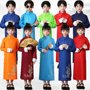 相声服装 旦说书人相声服马褂快板男女童表演长袍演出服 大褂儿童元