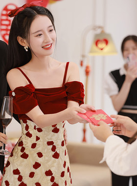 敬酒服新娘2022新款小个子在逃公主回门便装连衣裙高级感礼服冬季