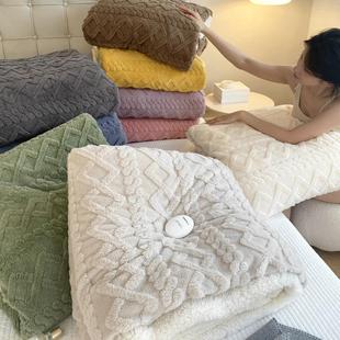 ICK叠石桥午毛毯芙绒羊羔瑚绒办公室睡毯沙发塔盖毯冬季 加厚珊绒