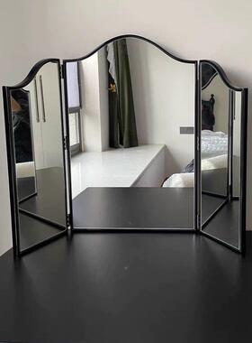 法覆古妆黑色三折化台化妆化妆室三面折叠浴室镜式镜入户QLI装饰