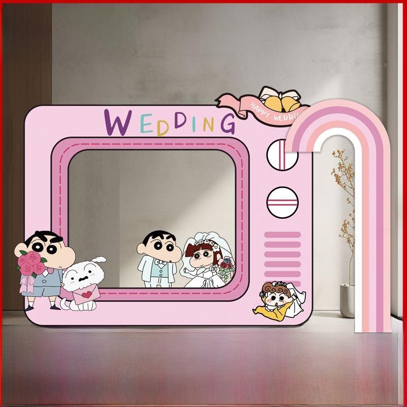 蜡t笔小订婚宴装饰置布置仪式感简单POH大方结婚派对场新景布定制