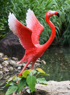 玻钢仿真动物火烈鸟庭装饰摆户外tb-77件院花园璃林园造景景观落