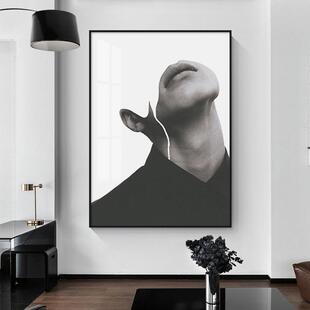 客厅装饰画大幅尺寸落地画B-887大沙发背墙挂画巨白幅黑人景物抽