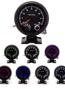 95MM汽车仪表12V汽车通用转速表 七彩 Tachometer汽车改装转速表