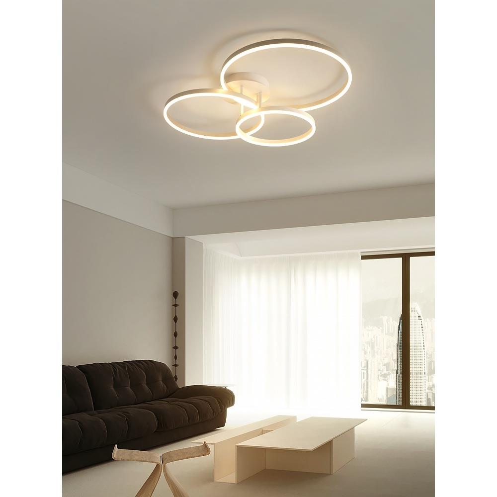 客厅吸顶灯简约灯具三个圈吊灯后现代大厅圈圈灯极简客厅白色主灯