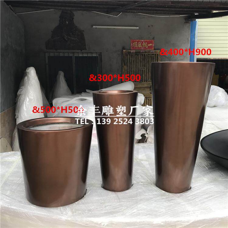 商场室内玻璃钢圆柱形组合花盆购物百货落地装饰花盆花器