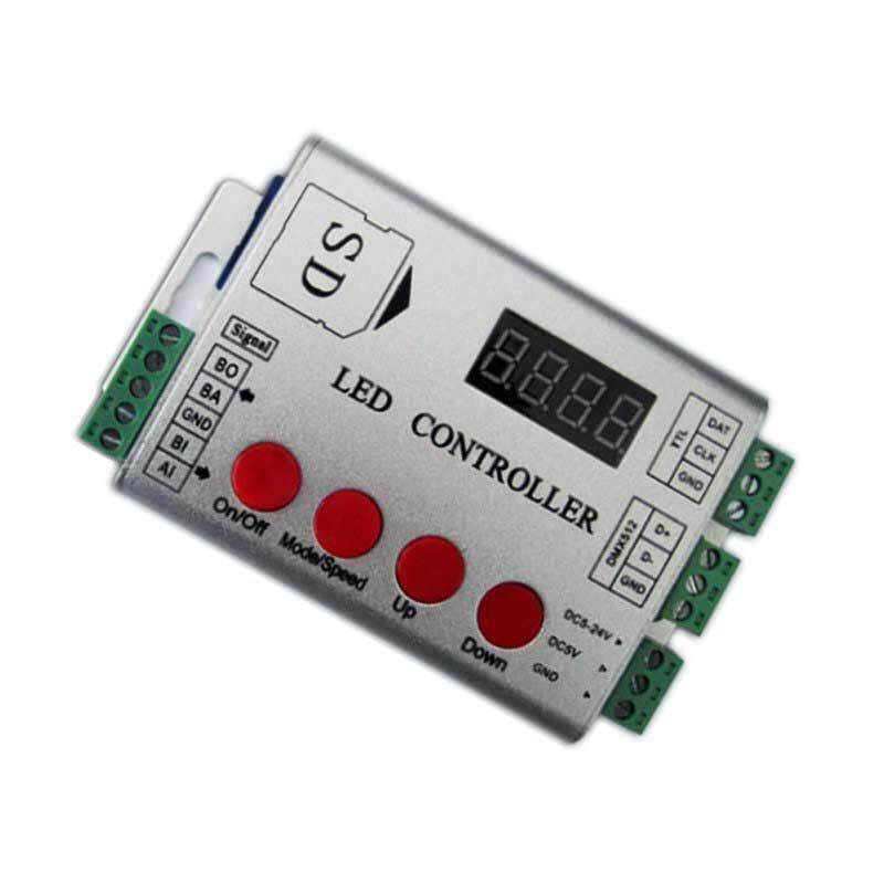 LED控制器 全彩dmx512解码器带SD卡-内置多种程序数显 同步控制