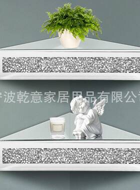 1套2镜玻璃转角搁架镶碎钻石家居装墙角浮KGU动个嵌搁饰板墙角角