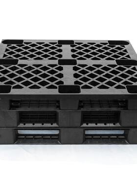 湖南一塑料次性黑色塑托盘周转叉车料托盘XJV卡板免熏蒸口港装柜