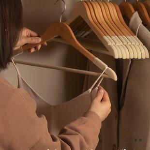 F96667TJ实木衣架家用挂植衣绒木质挂架衣服架防滑木衣架衣挂无痕