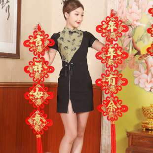 中国结对联福字挂件金五福板结对联新年装饰品喜庆用品春节中国结