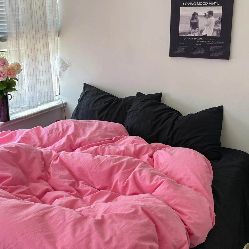 又美又撩人｜高级黑粉四件套全棉纯棉被套床单混搭风学生宿舍床品,电子元器件市场,其它元器件,淘宝优惠券,粉丝福利购,淘宝优惠卷