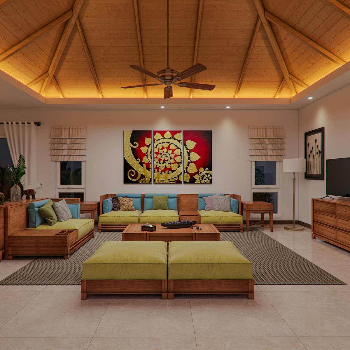 东南亚风格原实木沙发组合色槟榔转角储物箱简约休闲现代布艺沙发