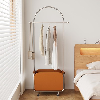 高端落地衣帽架不锈钢卧室脏衣篓落地衣架次净衣架可移动挂衣架
