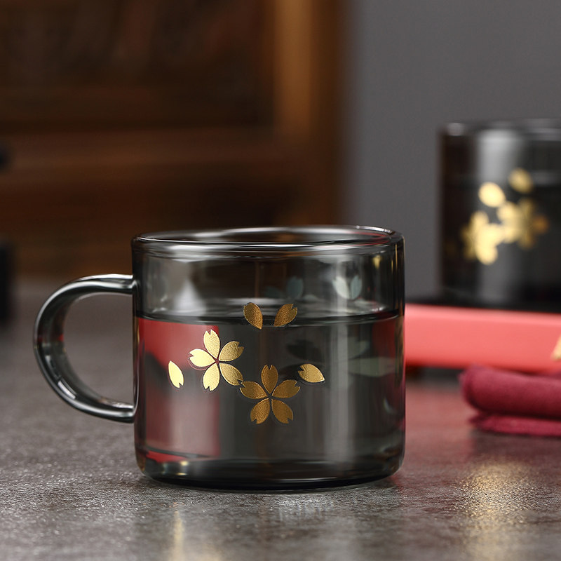 玻璃小茶杯家用功夫茶具套装喝水杯主人杯单杯带把品茗杯子6只装