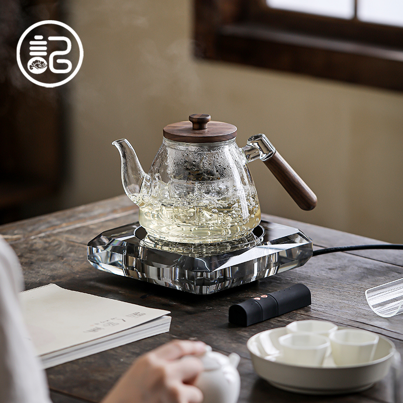 记今朝《水晶电陶炉》静音烧水无线遥控开关智能煮茶炉高档煮茶器