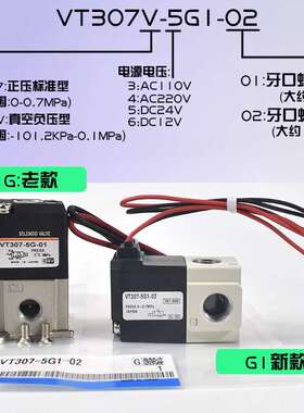 全新SMC电磁阀VT307-5G-01-02-4G-6GVT307V-5G1-02-01-F两位三通