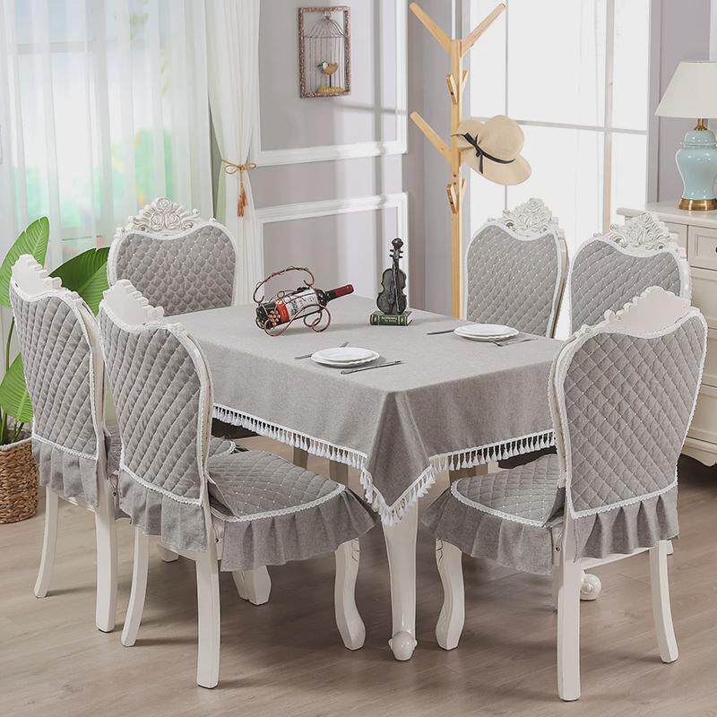 纯色餐椅套椅垫套装欧式圆桌现代套长方形茶几布简约椅子垫公主罩