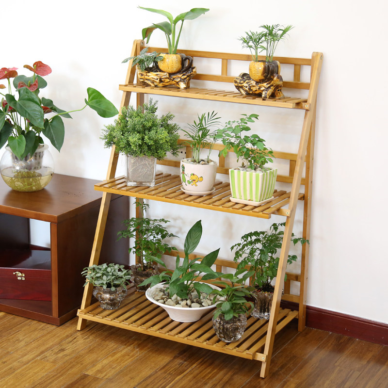 百山九川楠竹花架阶梯折叠多层室内阳台落地竹木多肉吊兰花盆
