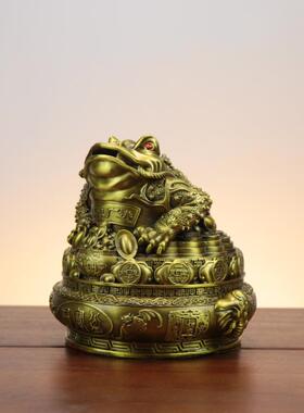 金黄铜三金578蟾聚宝盆蟾足金蝉摆件进宝财源滚蟾滚蟾乔迁开业金