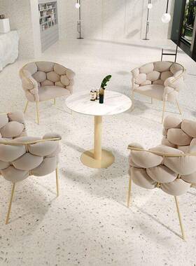 售处部洽谈桌椅现楼代轻奢北谈判接奶茶店小圆桌YR014一欧桌四待